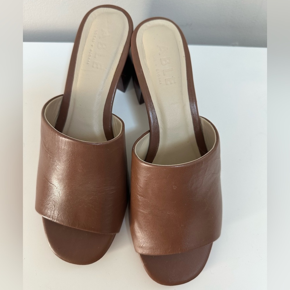 Able Women's Tan Leather Mules